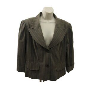 Worthington Stretch Blazer Jacket Women's Size 18 Brown Pinstripe Lined Business